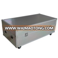 Customized Aluminum Sliver Embossing Transport Large Flight Case with Wheels