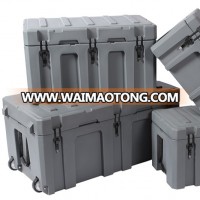 248L roto molding plastic equipment case waterproof hard plastic tool box with wheels cargo case