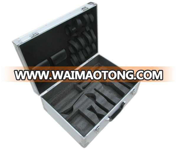 2012 new design Aluminum instrument case with logo print and wheels